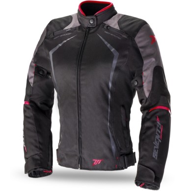 CHAQUETA CORDURA SEVENTY DEGREES SD-JR49 RACING NEGRO / ROJO
