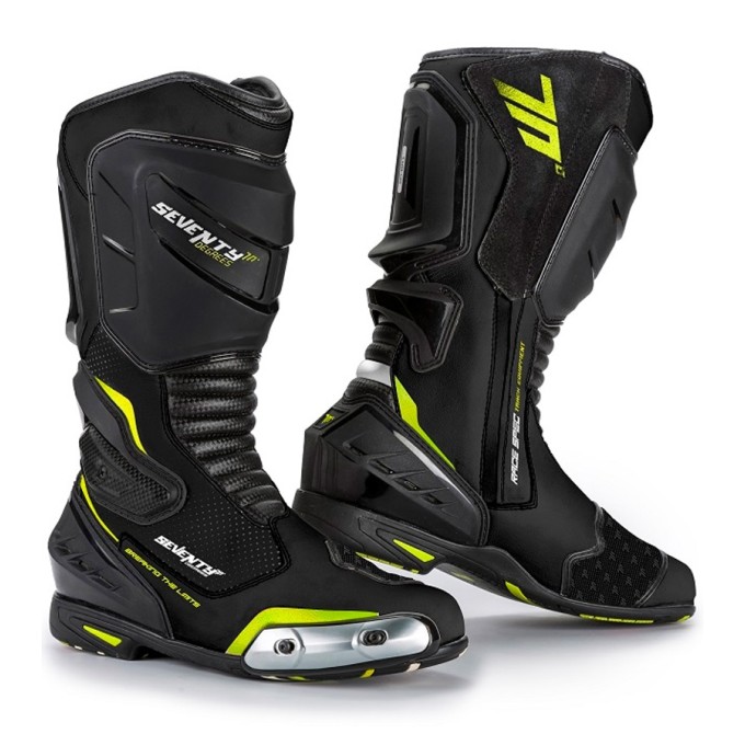 BOTAS SEVENTY DEGREES SD-BR1 RACING NEGRO / AMARILLO FLÚOR TALLA 40 / 41