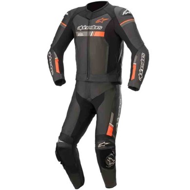 MONO DE PIEL 2 PIEZAS ALPINESTARS GP FORCE CHASER NEGRO / ROJO FLUOR