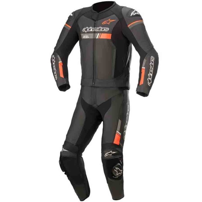 MONO DE PIEL 2 PIEZAS ALPINESTARS GP FORCE CHASER NEGRO / ROJO FLUOR