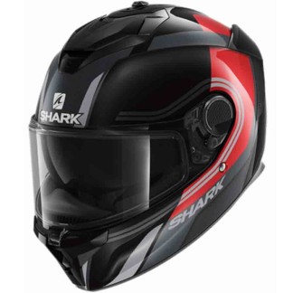 CASCO INTEGRAL SHARK SPARTAN GT TRACKER NEGRO / ROJO / PLATA ST ACING STORE