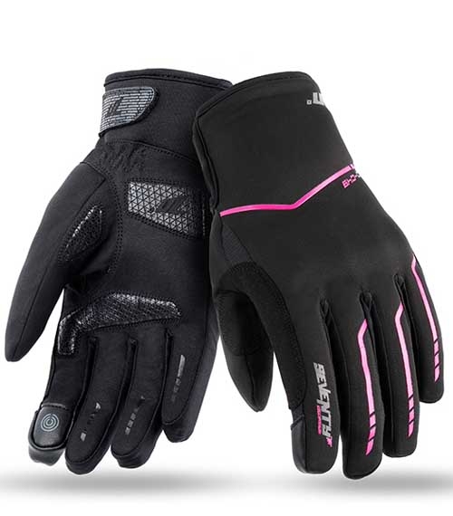 GUANTES INVIERNO DE MOTO MUJER SEVENTY DEGREES SD-C51 NEGRO/ROSA