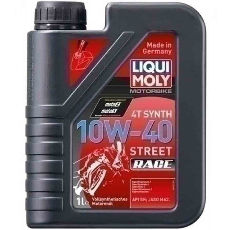 BOTELLA DE 1L ACEITE DE MOTOR LIQUI MOLY 100% SINTÉTICO 4T 10W-40 STREET RACE