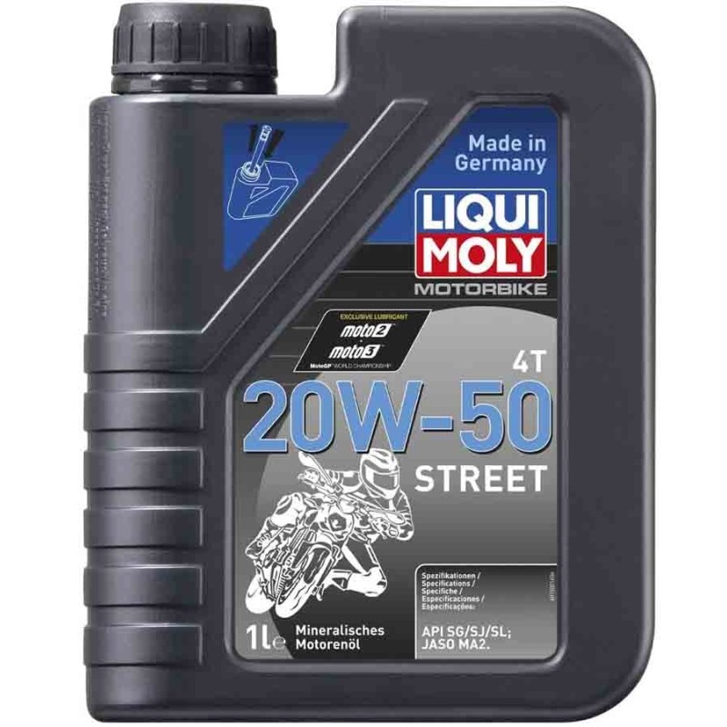 BOTELLA DE 1L ACEITE LIQUI MOLY MOTORBIKE 4T MINERAL 20W-50 STREET 1500