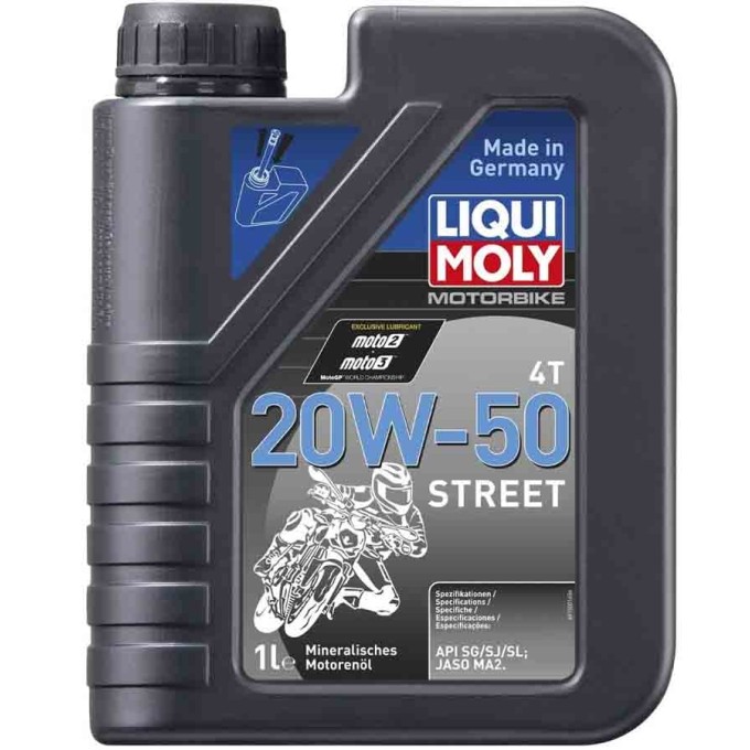 BOTELLA DE 1L ACEITE LIQUI MOLY MOTORBIKE 4T MINERAL 20W-50 STREET 1500