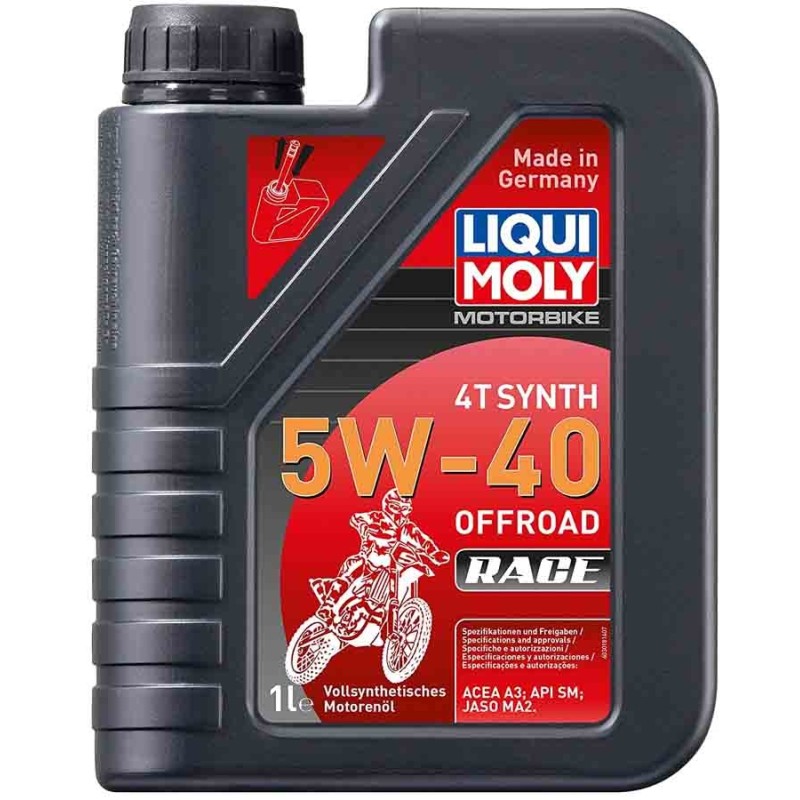 BOTELLA DE 1L ACEITE LIQUI MOLY 100% SINTÉTICO 4T SYNTH 5W-40 OFF ROAD RACE 3018