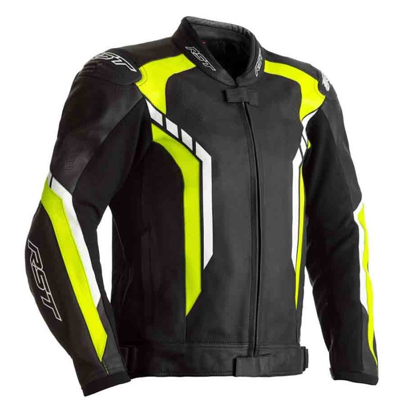 CHAQUETA DE PIEL RST AXIS NEGRO / AMARILLO