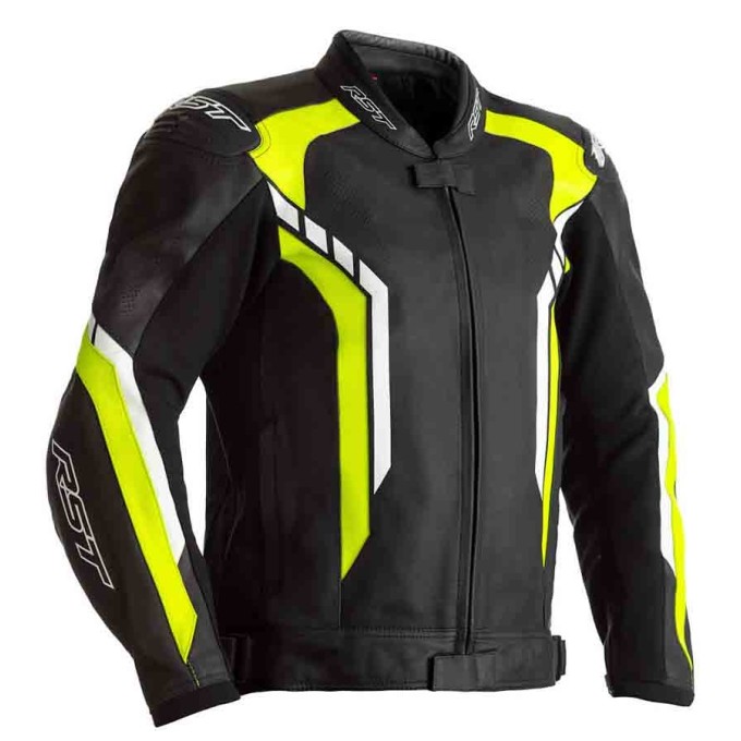 CHAQUETA DE PIEL RST AXIS NEGRO / AMARILLO