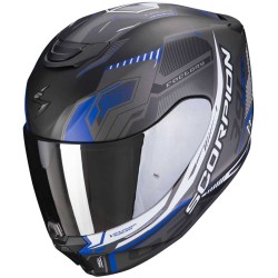 CASCO SCORPION EXO-391 HUT NEGRO MATE / PLATA / AZUL