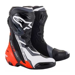 BOTAS DE MOTO ALPINESTARS SUPERTECH R BLANCO / NEGRO / ROJO FLOR