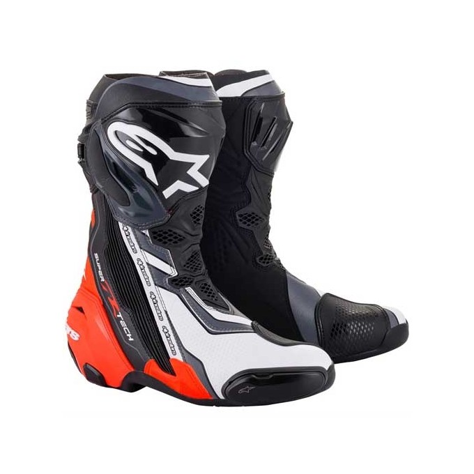 BOTAS DE MOTO ALPINESTARS SUPERTECH R BLANCO / NEGRO / ROJO FLOR