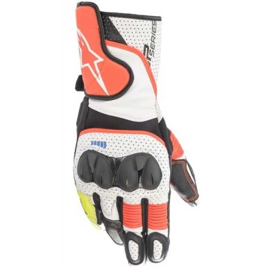 GUANTES ALPINESTARS SP-2 V3 NEGRO / BLANCO / ROJO FLUOR TALLA S - XL