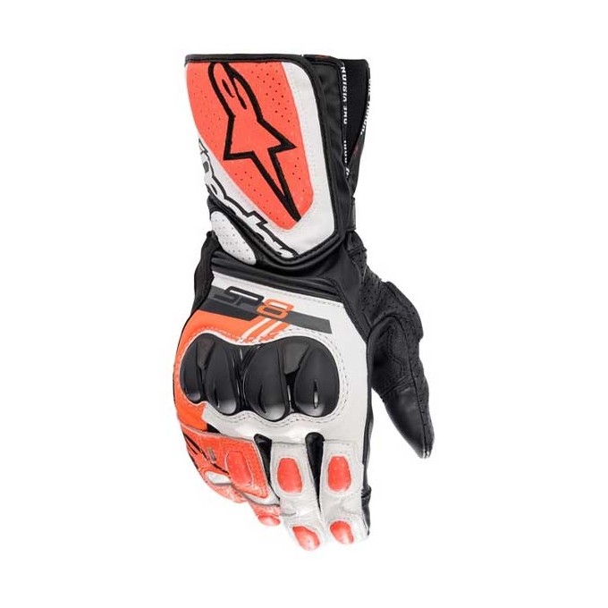 GUANTES ALPINESTARS SP-8 V3 NEGRO / BLANCO / ROJO FLUOR