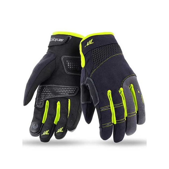 GUANTES DE VERANO HOMBRE SEVENTY DEGREES SD-C48 NEGRO/AMARILLO FLUOR