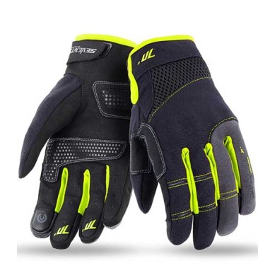 GUANTES DE MOTO VERANO DE MUJER SEVENTY DEGREES SD-50 NEGRO/AMARILLO FLUOR