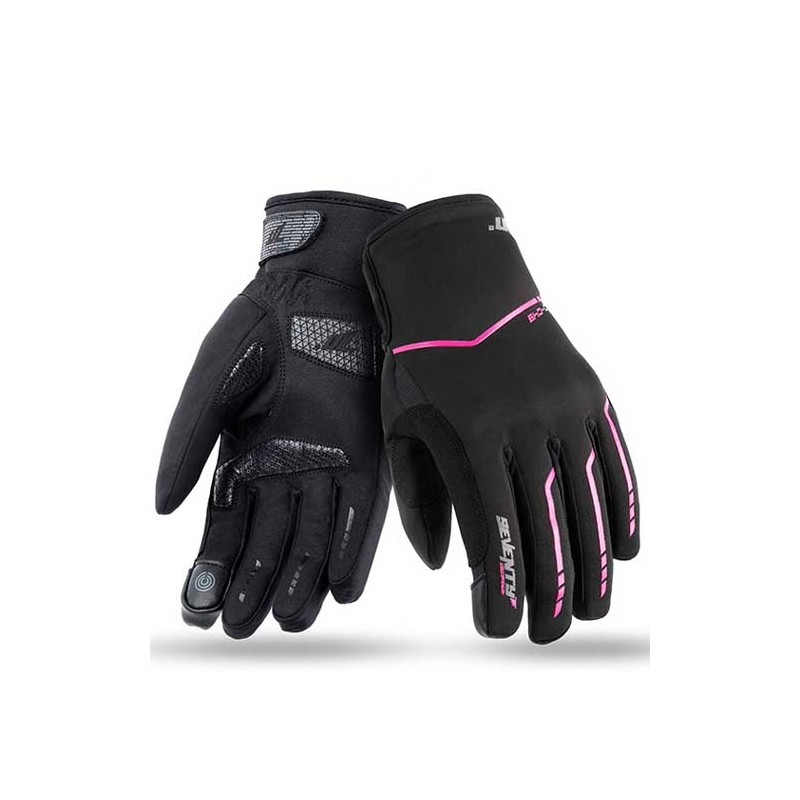 GUANTES INVIERNO DE MOTO MUJER SEVENTY DEGREES SD-C51 NEGRO/ROSA