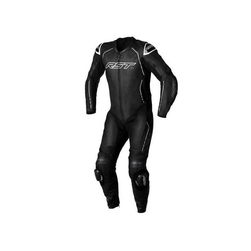 MONO DE PIEL UNA PIEZA HOMBRE RST S-1 NEGRO/BLANCO