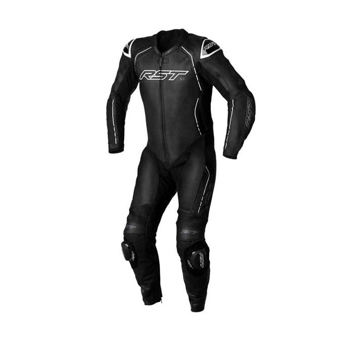 MONO DE PIEL UNA PIEZA HOMBRE RST S-1 NEGRO/BLANCO