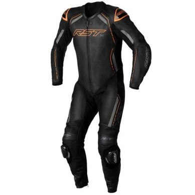 MONO DE PIEL UNA PIEZA HOMBRE RST S-1 NEGRO/NARANJA