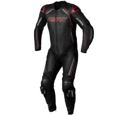 MONO DE PIEL UNA PIEZA HOMBRE RST S-1 NEGRO/ROJO