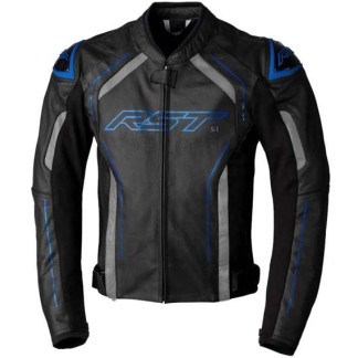 CHAQUETA DE PIEL HOMBRE RST S-1 NEGRO/AZUL