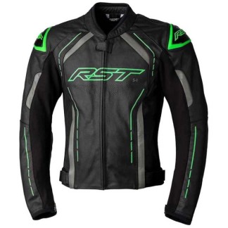 CHAQUETA DE PIEL HOMBRE RST S-1 NEGRO/VERDE