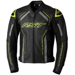CHAQUETA DE PIEL HOMBRE RST S-1 NEGRO/AMARILLO FLUOR