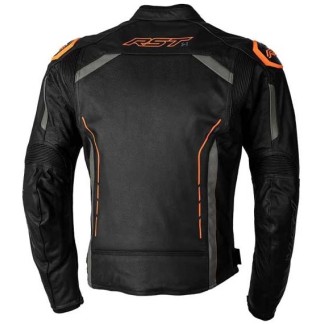 CHAQUETA DE PIEL HOMBRE RST S-1 NEGRO/NARANJA