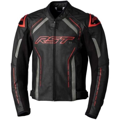 CHAQUETA DE PIEL HOMBRE RST S-1 NEGRO/ROJO