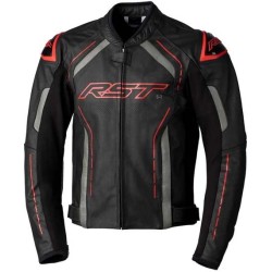 CHAQUETA DE PIEL HOMBRE RST S-1 NEGRO/ROJO