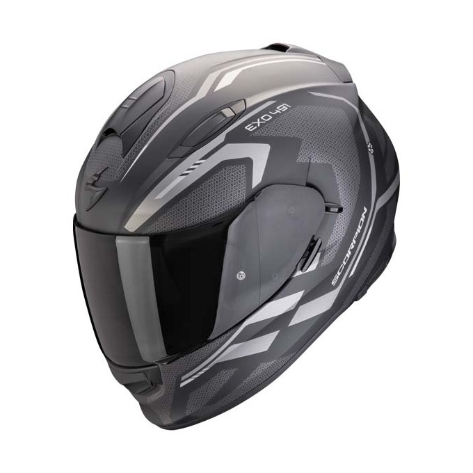 CASCO SCORPION EXO-491 KRIPTA NEGRO MATE/PLATA