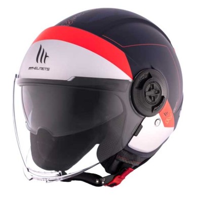 CASCO MT HELMETS JET VIALE SV S 68 UNIT A5 MATE NEGRO / ROJO / BLANCO