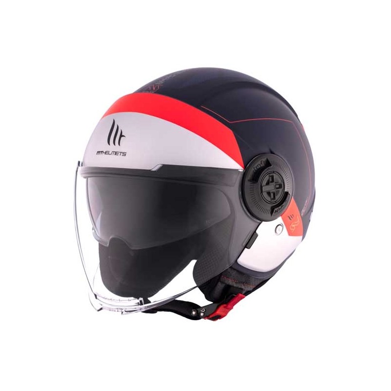 CASCO MT HELMETS JET VIALE SV S 68 UNIT A5 MATE NEGRO / ROJO / BLANCO