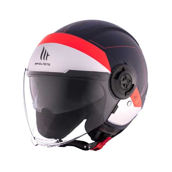 CASCO MT HELMETS JET VIALE SV S 68 UNIT A5 MATE NEGRO / ROJO / BLANCO