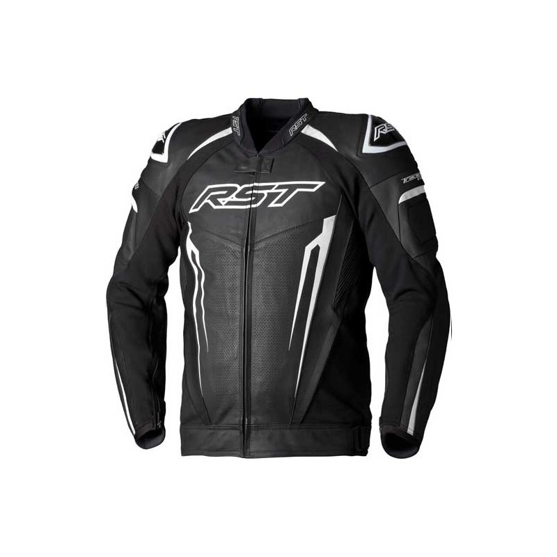CHAQUETA DE PIEL RST TRACTECH EVO 5 CE HOMBRE - NEGRO / BLANCO / NEGRO