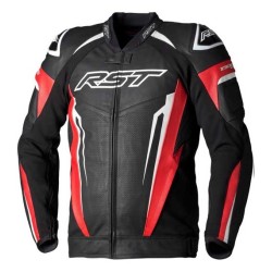 CHAQUETA DE PIEL RST TRACTECH EVO 5 CE HOMBRE - NEGRO / BLANCO / ROJO