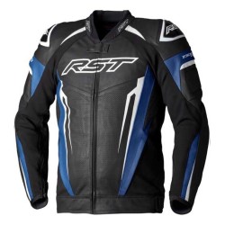 CHAQUETA DE PIEL RST TRACTECH EVO 5 CE HOMBRE - NEGRO / BLANCO / AZUL