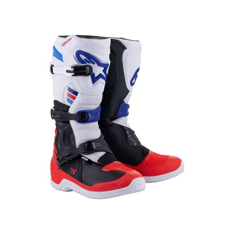 BOTAS ALPINESTARS TECH 3 WHITE BRIGHT RED DARK BLUE