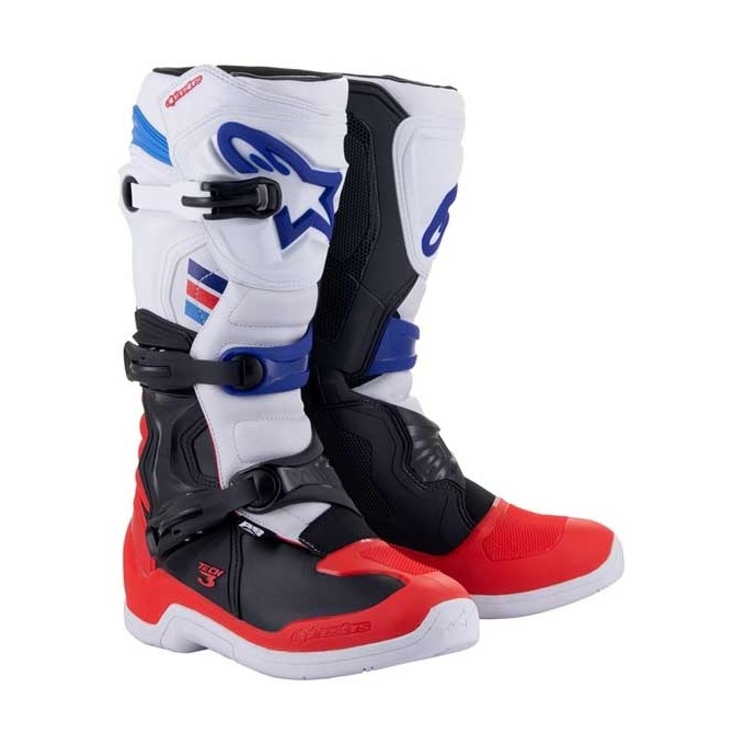 BOTAS ALPINESTARS TECH 3 WHITE BRIGHT RED DARK BLUE