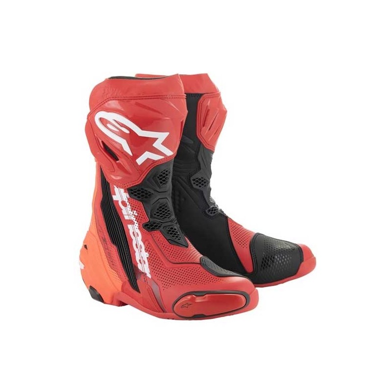 BOTAS DE MOTO ALPINESTARS SUPERTECH R VENTILADAS ROJO BRILLO / ROJO FLUOR
