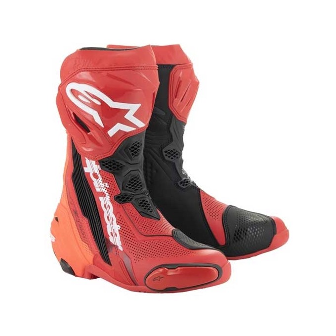 BOTAS DE MOTO ALPINESTARS SUPERTECH R VENTILADAS ROJO BRILLO / ROJO FLUOR