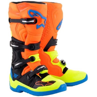 BOTAS ALPINESTARS TECH 5 NARANJA FLUOR / AZUL / AMARILLO