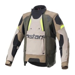 CHAQUETA ALPINESTARS HALO DRYSTAR CAQUI / ARENA / AMARILLO FLUOR