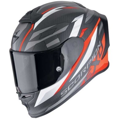 CASCO SCORPION EXO R1 EVO II CARBON AIR RUNNER NEGRO MATE / ROJO