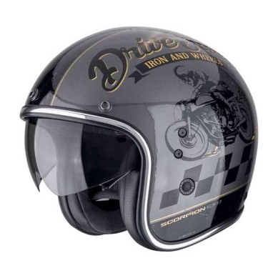 CASCO SCORPION BELFAST EVO DRIVE FAST PLATA / NEGRO / ORO