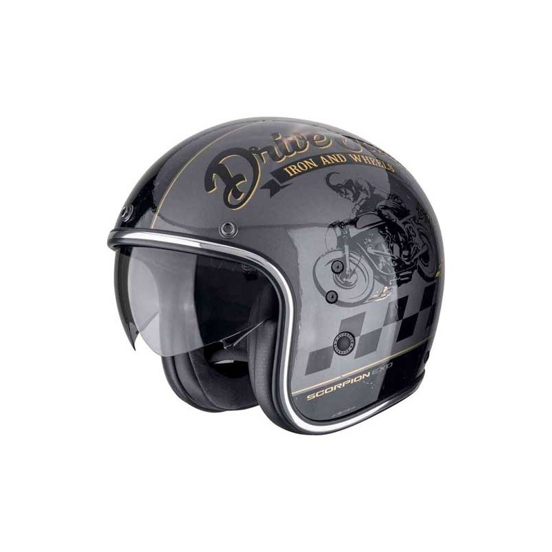 CASCO SCORPION BELFAST EVO DRIVE FAST PLATA / NEGRO / ORO