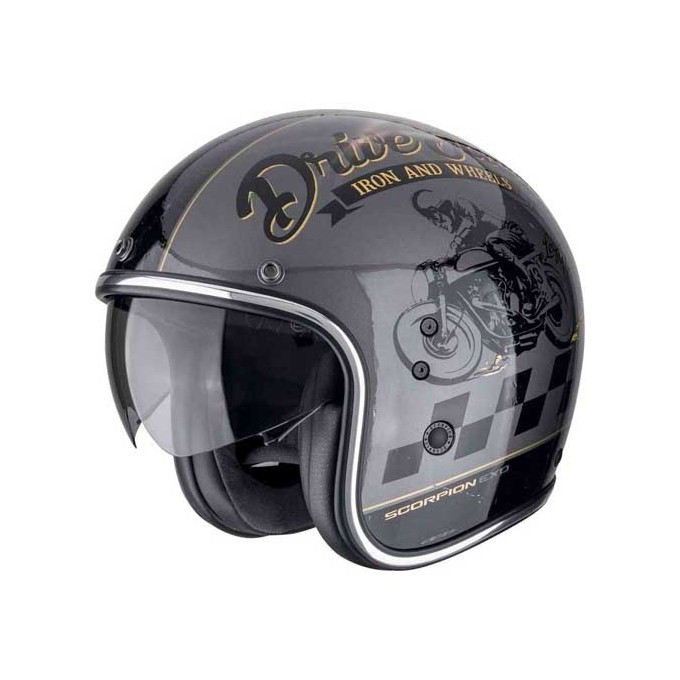 CASCO SCORPION BELFAST EVO DRIVE FAST PLATA / NEGRO / ORO