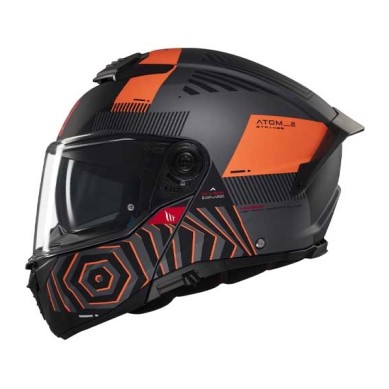CASCO MT HELMETS ATOM-2 SV STRANGE C4 NEGRO MATE / NARANJA