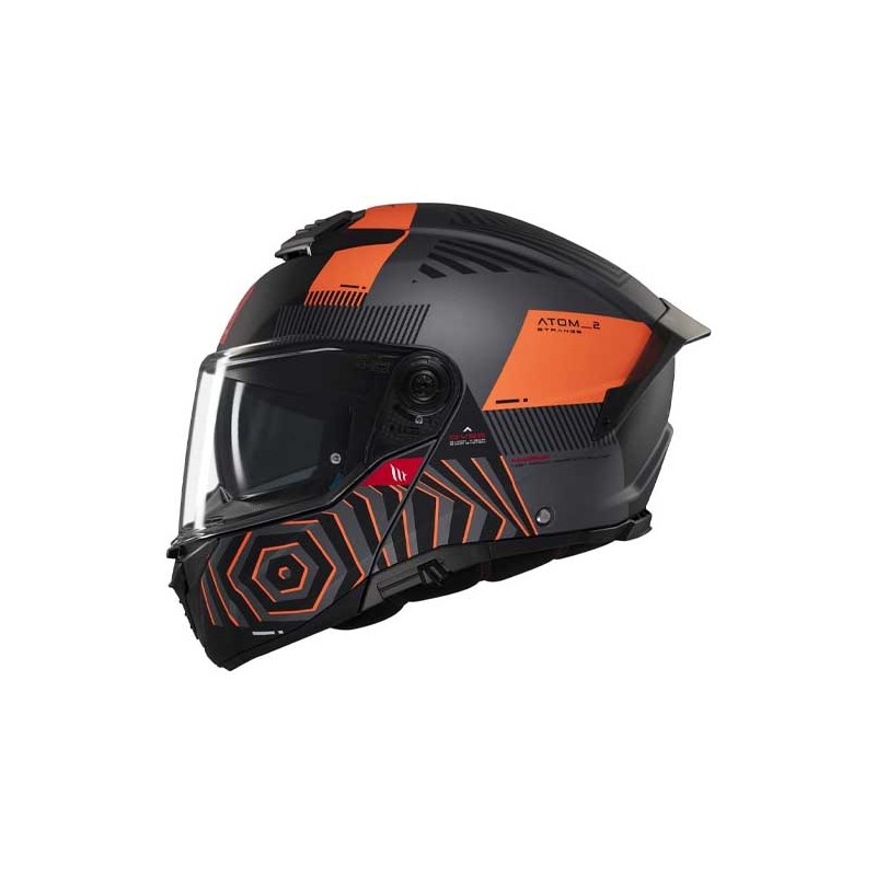 CASCO MT HELMETS ATOM-2 SV STRANGE C4 NEGRO MATE / NARANJA