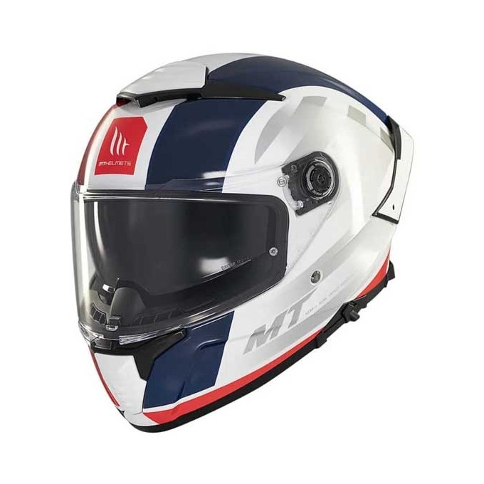 CASCO MT HELMETS  THUNDER 4 SV TREADS C7 GLOSS BLANCO / AZUL / ROJO TALLA M